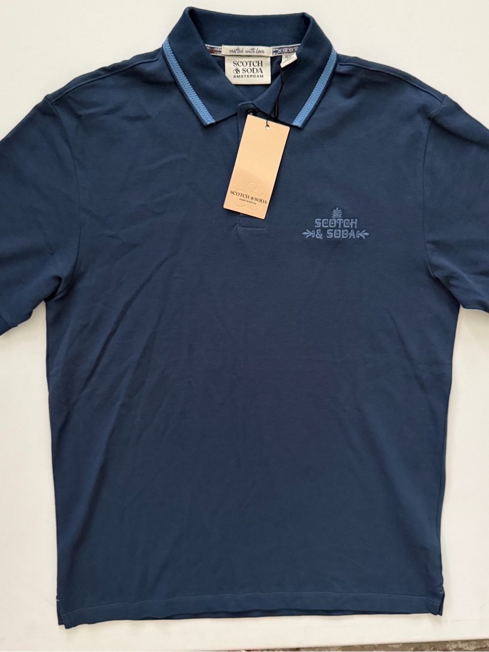 Scotch & Soda Navy Polo with Light Blue Contrast Trim Size M